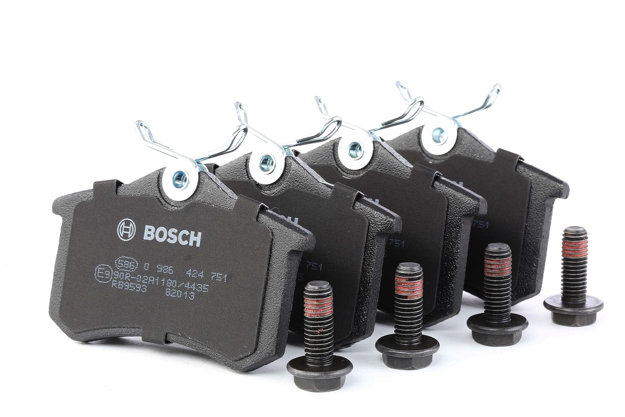 Поръчайте BOSCH Комплект спирачно феродо, дискови спирачки Продукт No.: 0 986 424 751 на ниската цена от 44,77 лв.