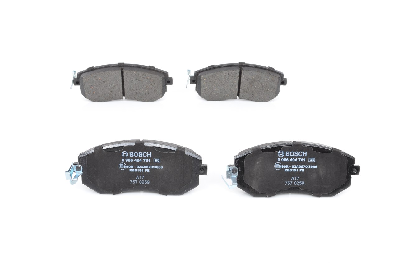 Įsigykite BOSCH Stabdžių kaladėlės Prekės Nr.: 0 986 494 761 už žemiausią 34,97 € kainą