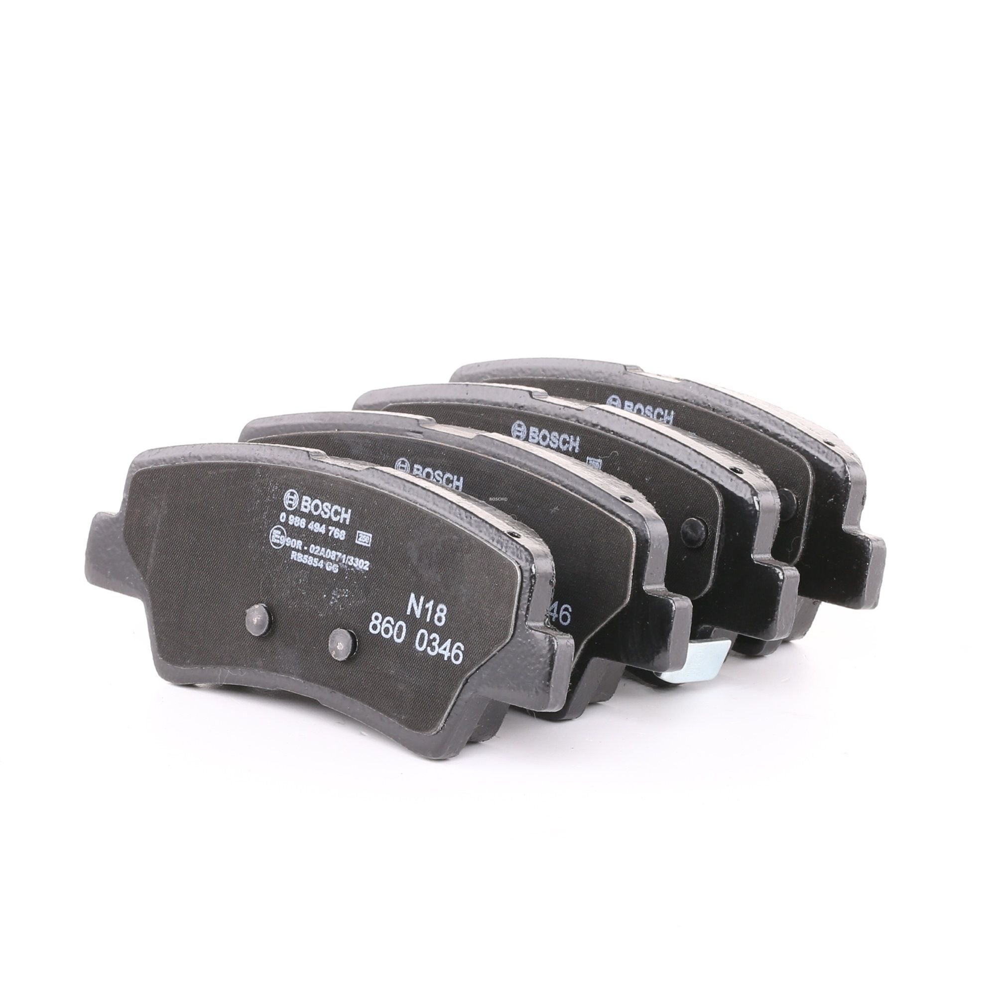 Поръчайте BOSCH Комплект спирачно феродо, дискови спирачки Продукт No.: 0 986 494 768 на ниската цена от 43,01 лв.