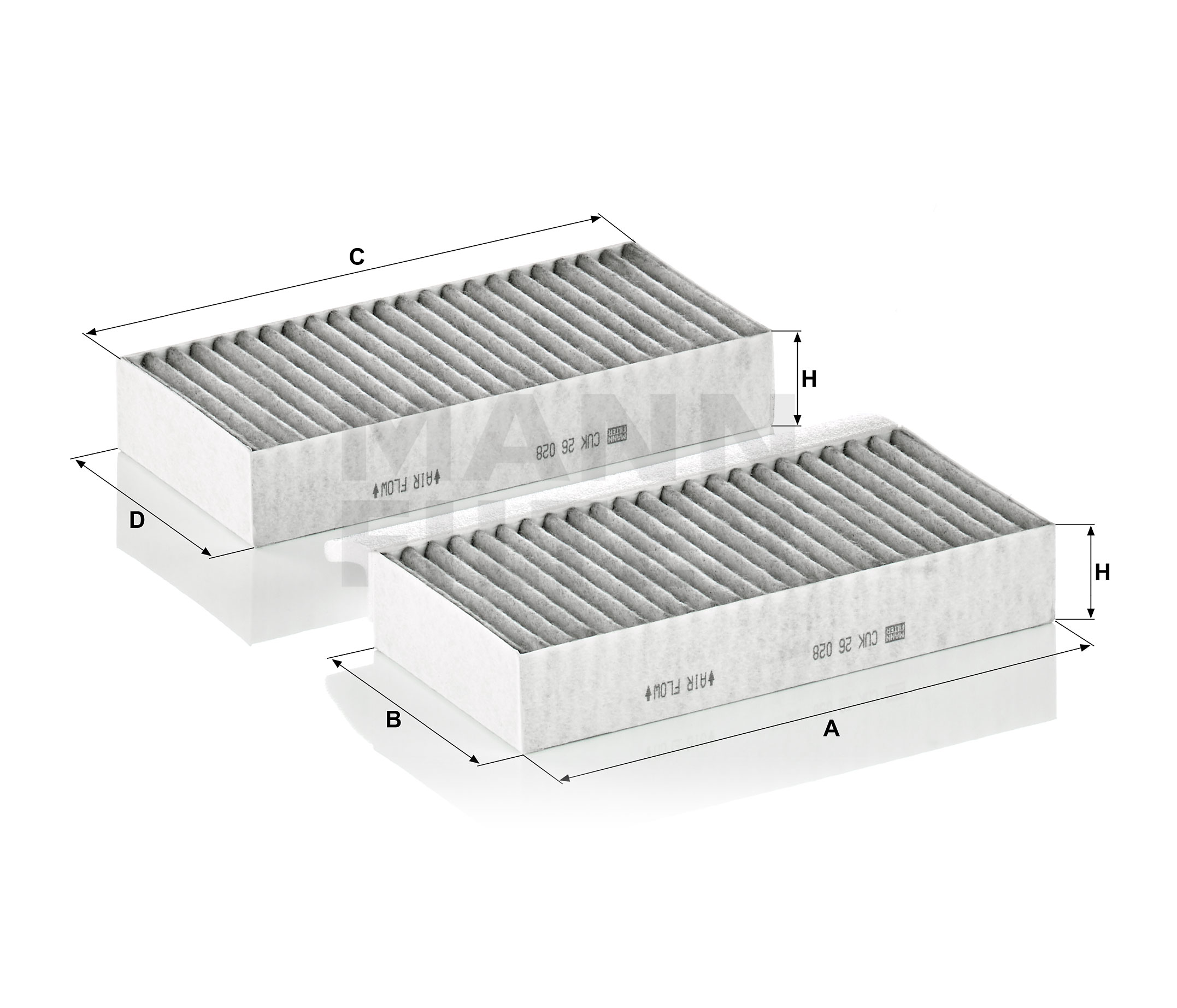 Įsigykite MANN-FILTER Salono filtras Prekės Nr.: CUK 26 028-2 už žemiausią 42,27 € kainą